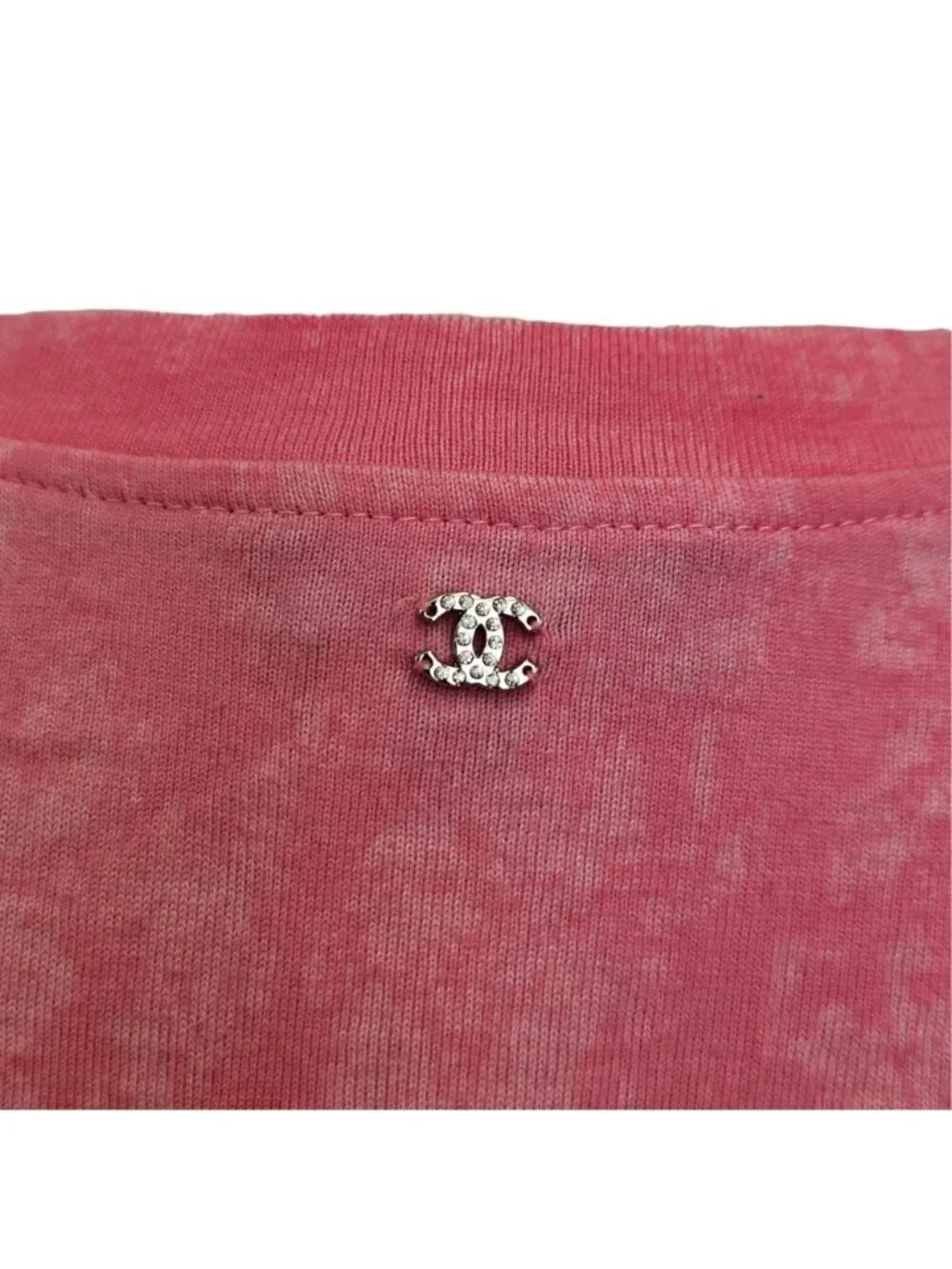 Chanel Tweed Logo Patch Design Cropped French Sleeve Top Pink XS
